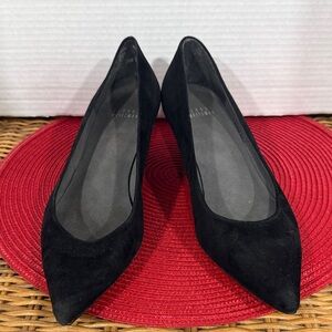 Stuart Weitzman Black Suede Pointed-Toe Heels